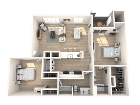 Floor plan for 2 beds, 2 baths, 1182 sqft
